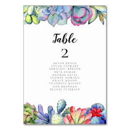 Kakteen-Aquarellkarten Tischnummer