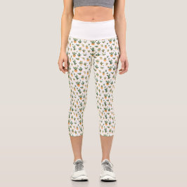 Kakteen auf Weiß Capri Leggings