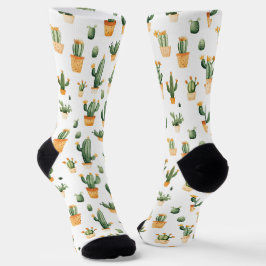 Kakteen auf Weiß Socken