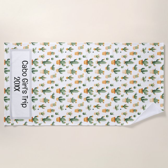 Kakteen auf Weiß Strandtuch (Vorderseite)