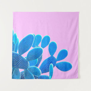 Kakteen blau auf rosa Untergrund. Mode, m Wandteppich