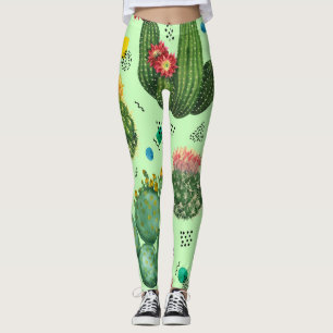 Kakteen-Blume: Geometrischer Hintergrund für Wasse Leggings