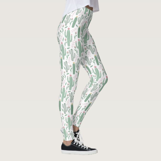 Kakteen-botanisches Muster Leggings (Rechts)
