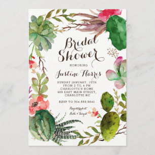 Kakteen, Bridal Shower Invitation Succulents, Einladung