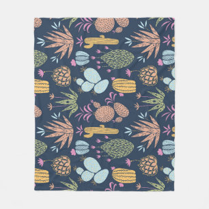 Kakteen Charm: farbenfrohe Vintage Blume Fleecedecke