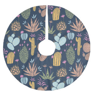Kakteen Charm: farbenfrohe Vintage Blume Polyester Weihnachtsbaumdecke
