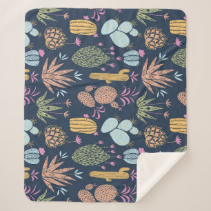 Kakteen Charm: farbenfrohe Vintage Blume Sherpadecke