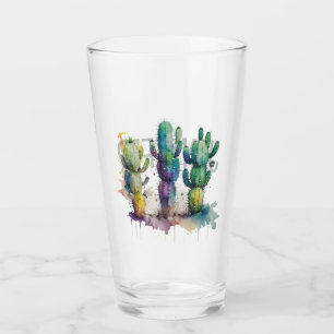 Kakteen-Design mit bunten Spritzern Glas