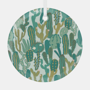 Kakteen Green wiederholt Vintage Textur Ornament Aus Glas