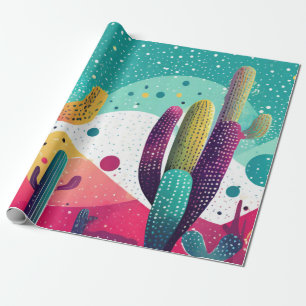 Kakteen in lebhaft hellen Farben Geschenkpapier