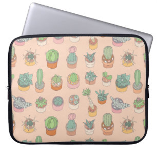 Kakteen in Töpfen, Vintages Muster. Laptopschutzhülle