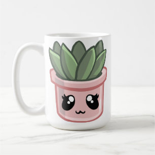 Kakteen Kawai Grün Sukkulente Wasserfarbe Pflanze  Kaffeetasse