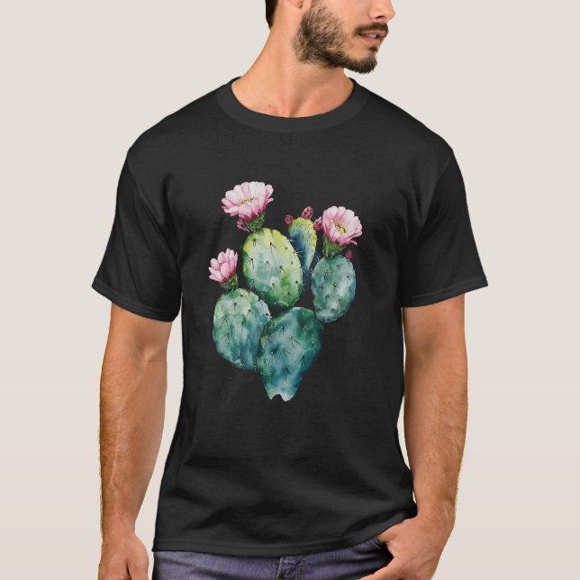 Kakteen mit Blume T-Shirt (Vorderseite)