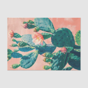 Kakteen mit Coral Pink Wall Decoupage schließen Seidenpapier