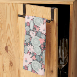 Kakteen-Pflanze und Kaktusmuster-Pinks-Minze Geschirrtuch