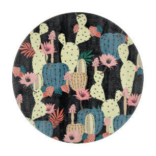 Kakteen-Pflanze: Vintages botanisches Muster Schneidebrett