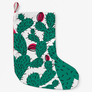 Kakteen Pflanze, Vintages, nahtloses Muster. Kleiner Weihnachtsstrumpf