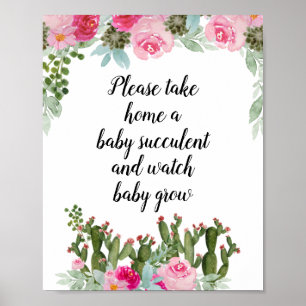 Kakteen Pink Floral Bitte nehmen Sie ein Babysukku Poster