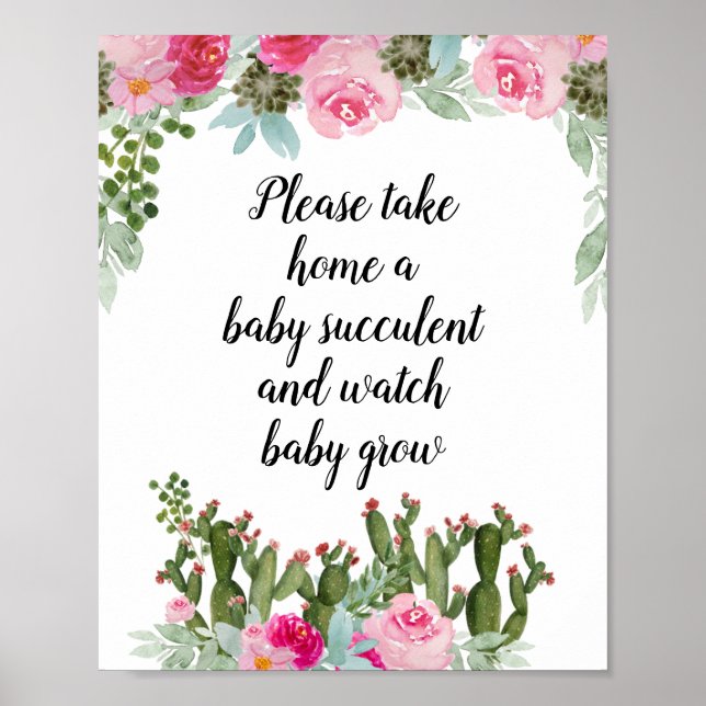 Kakteen Pink Floral Bitte nehmen Sie ein Babysukku Poster (Vorne)