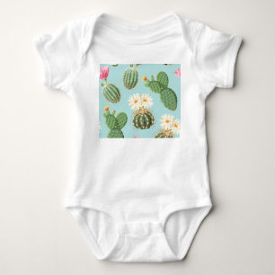 Kakteen, rosa Blume: helle Dekoration Baby Strampler