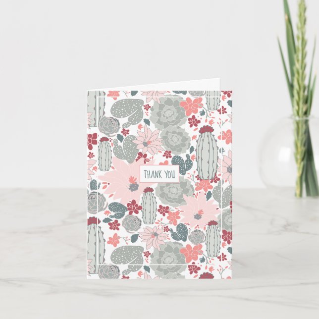 Kakteen, rosa und grünes Muster Karte (Vorderseite)