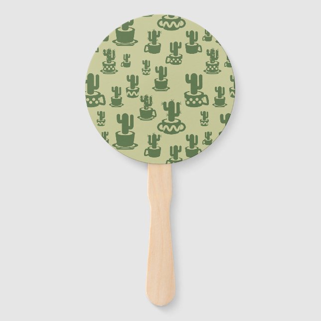 Kakteen-Silhouette in Tassen und Töpfen Fächer (Vorderseite)