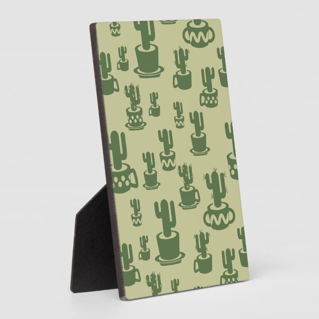 Kakteen-Silhouette in Tassen und Töpfen Fotoplatte (Seite)