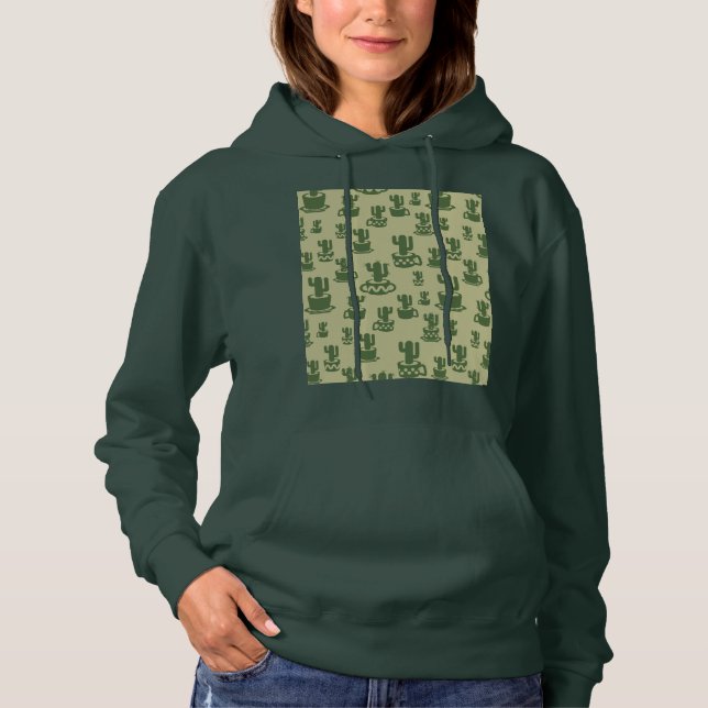 Kakteen-Silhouette in Tassen und Töpfen Hoodie (Vorderseite)