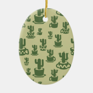 Kakteen-Silhouette in Tassen und Töpfen Keramik Ornament