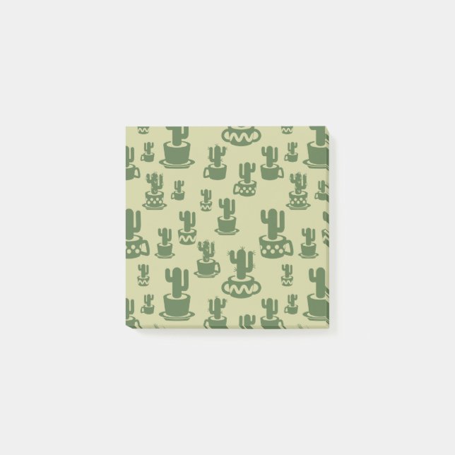 Kakteen-Silhouette in Tassen und Töpfen Post-it Klebezettel (Vorderseite)