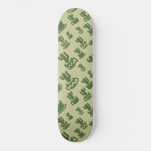 Kakteen-Silhouette in Tassen und Töpfen Skateboard