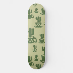 Kakteen-Silhouette in Tassen und Töpfen Skateboard