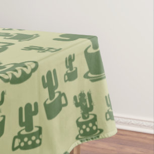 Kakteen-Silhouette in Tassen und Töpfen Tischdecke