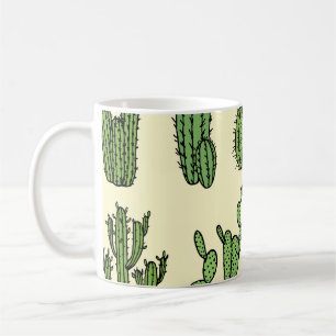 Kakteen Sketch: Vintage Blumeneleganz. Kaffeetasse