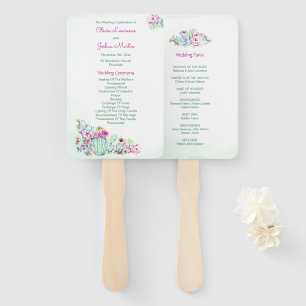 Kakteen & Succulent Wedding Zeremony Programs Fächer