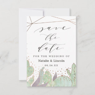Kakteen & Succulents Geometric Terrarium Wedding Save The Date