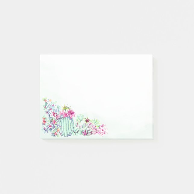 Kakteen & Succulents Wasserfarbe Post-it Klebezettel (Vorderseite)