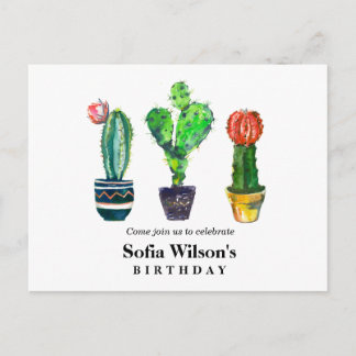 Kakteen, Sukkulent, Aquarell, Fiesta, Mexikanisch, Einladungspostkarte