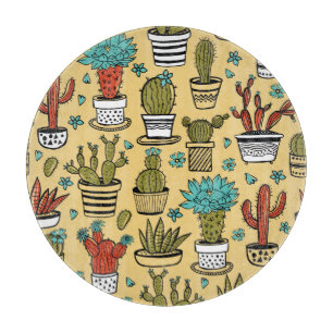 Kakteen Sukkulent: Handgezeichnete Skizze Schneidebrett