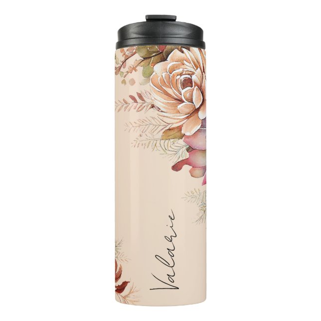 Kakteen Sukkulente Monogram Thermal Tumbler Thermosbecher (Vorderseite)