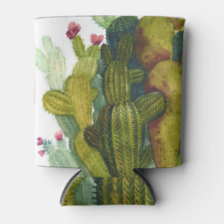 Kakteen, Sukkulente: Vintage Wasserfarbe. Dosenkühler