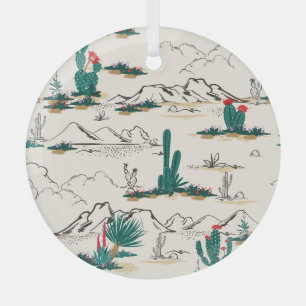 Kakteen Sukkulente: Vintage Wüstenflora. Ornament Aus Glas