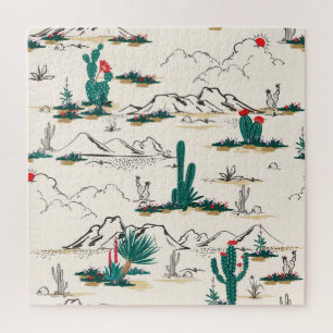 Kakteen Sukkulente: Vintage Wüstenflora. Puzzle