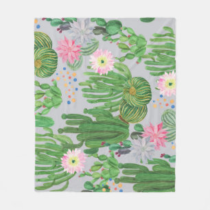 Kakteen und Blume, Aquarellmalerei. Fleecedecke