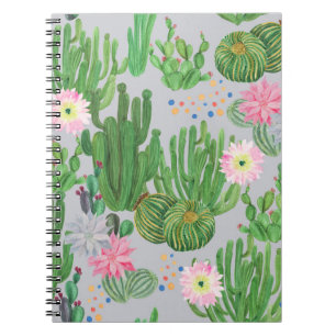 Kakteen und Blume, Aquarellmalerei. Notizblock