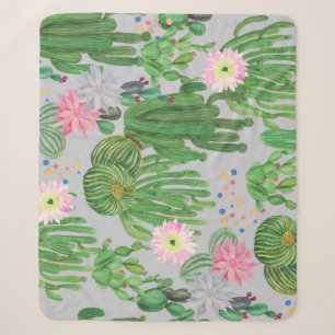 Kakteen und Blume, Aquarellmalerei. Sherpadecke
