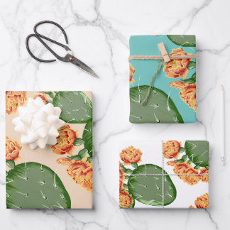 Kakteen und Blüten Geschenkpapier Set