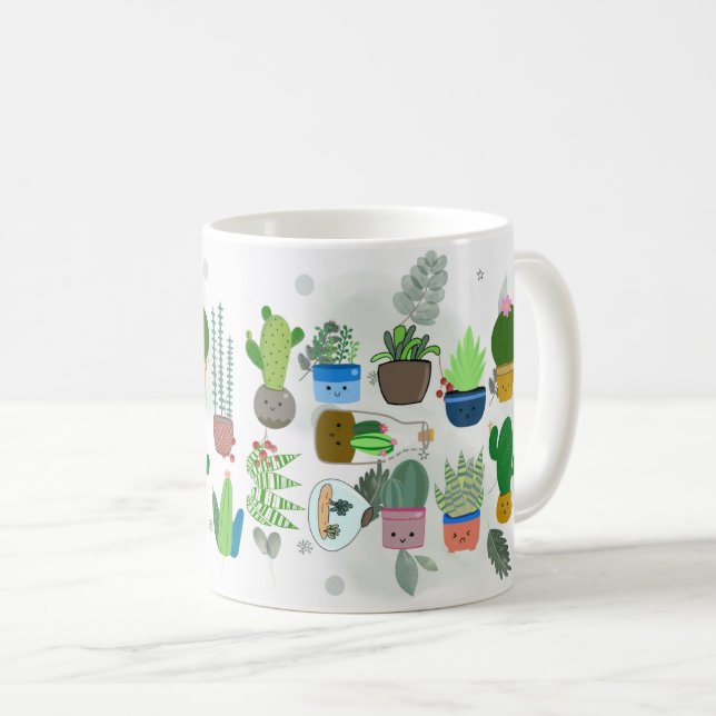 Kakteen und florale Kunst - Vibrant Nature Inspiri Kaffeetasse (VorderseiteRechts)