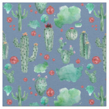 Kakteen und Ladybug-Muster - blaue Hintergrundfabr