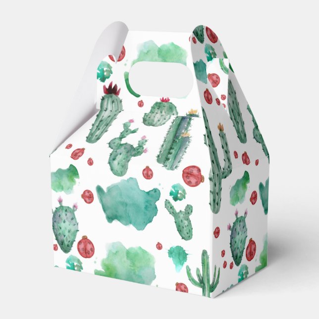 Kakteen und Ladybug-Muster - weißer Hintergrund Geschenkschachtel (Vorderseite)